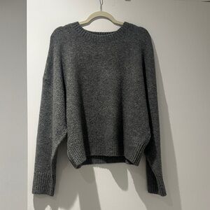 Zara Grey Knit Crewneck Sweater